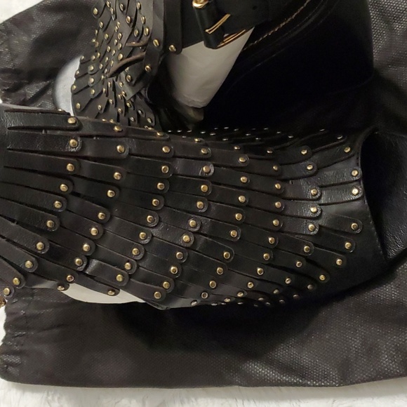 Fringed studded wedge sandal - Picture 3 of 4